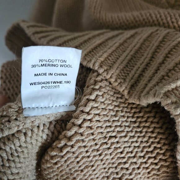 Dissh Oversized Solid Tan Brown Collared Vneck Knitted Pullover Sweater Jumper - Picture 4 of 5